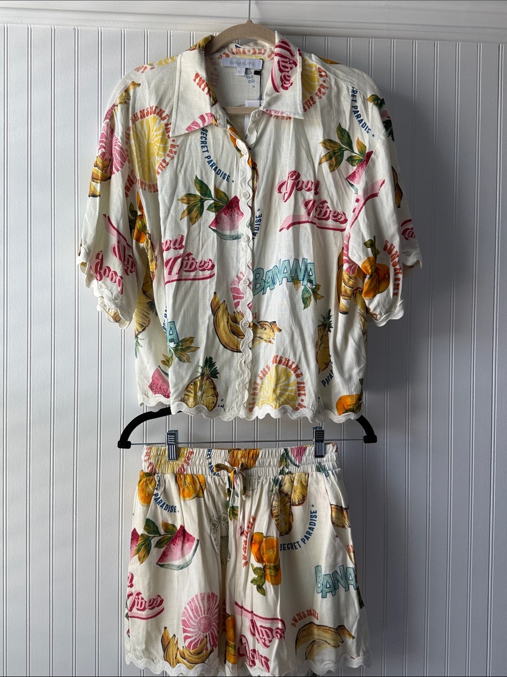 Sugarlips Tropical Fruit Two Piece Set - Cream Multi